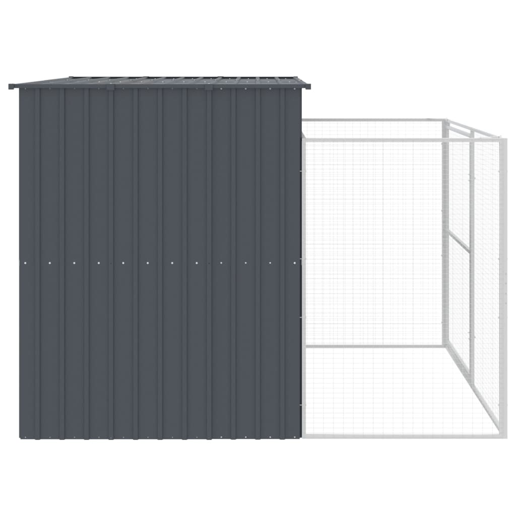 Σπιτάκι Σκύλου με Αυλή Ανθρακί 214x253x181 εκ. Γαλβαν. Χάλυβας