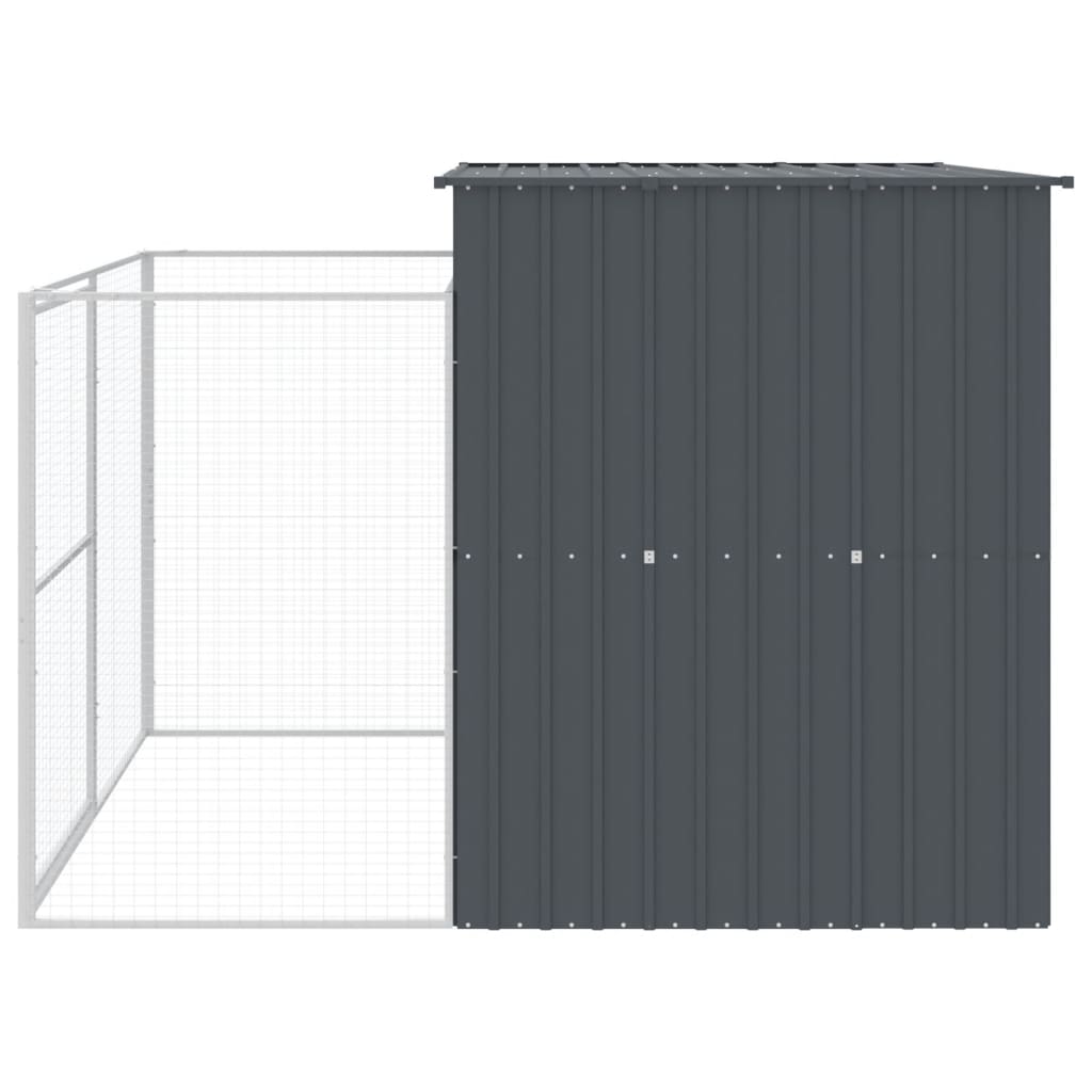 Σπιτάκι Σκύλου με Αυλή Ανθρακί 214x253x181 εκ. Γαλβαν. Χάλυβας