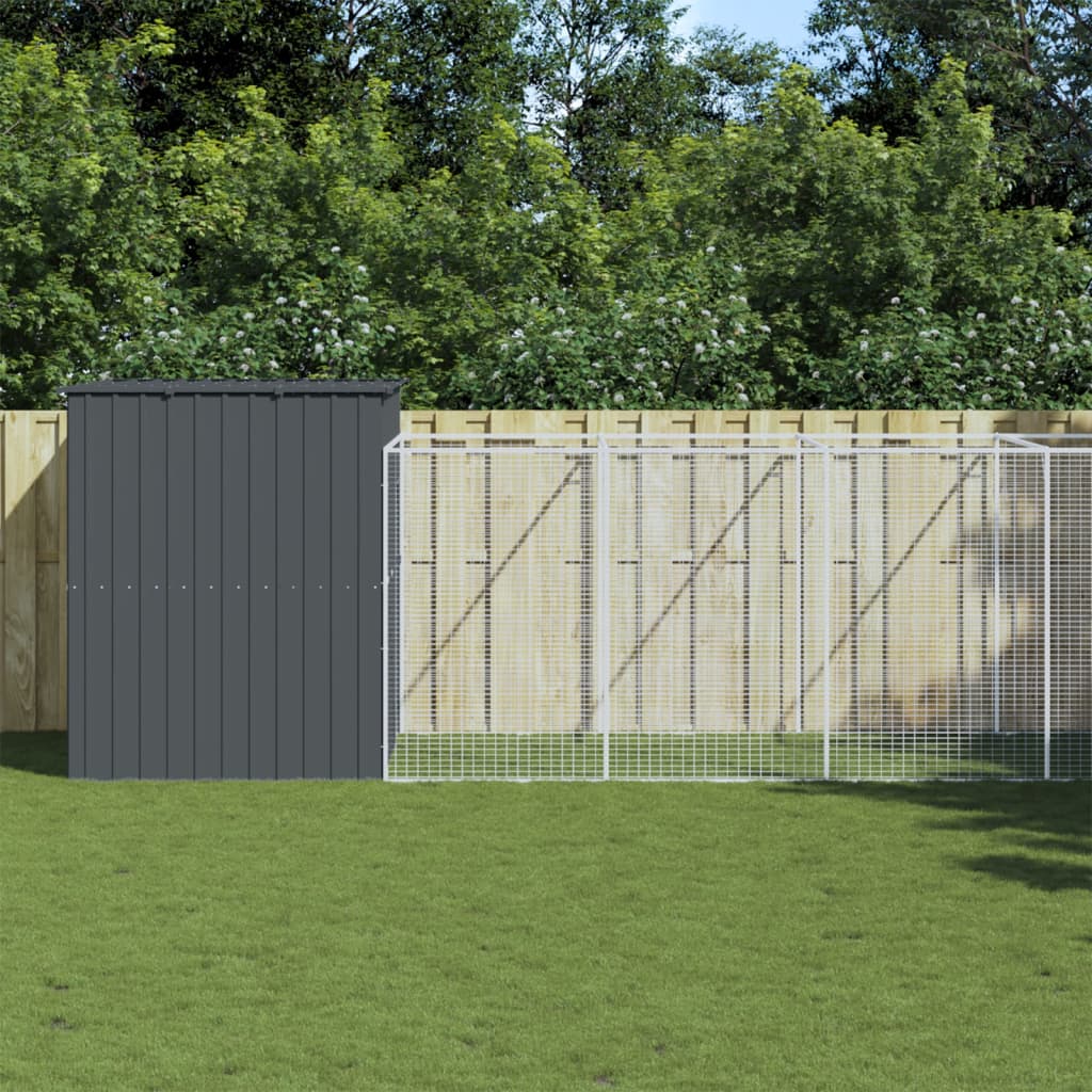 Σπιτάκι Σκύλου με Αυλή Ανθρακί 214x1069x181 εκ. Γαλβαν. Χάλυβας