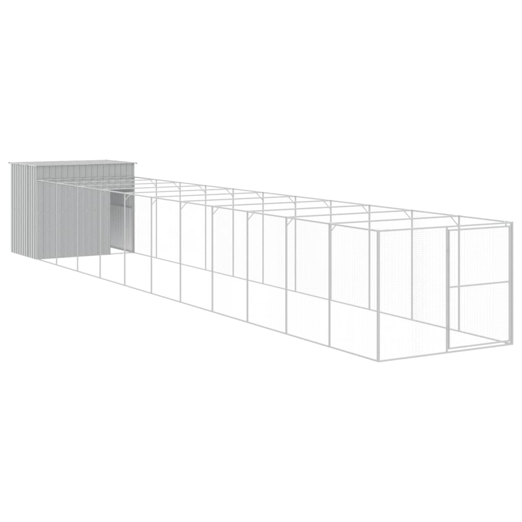Σπιτάκι Σκύλου με Αυλή Αν. Γκρι 214x1273x181εκ. Γαλβαν. Χάλυβας