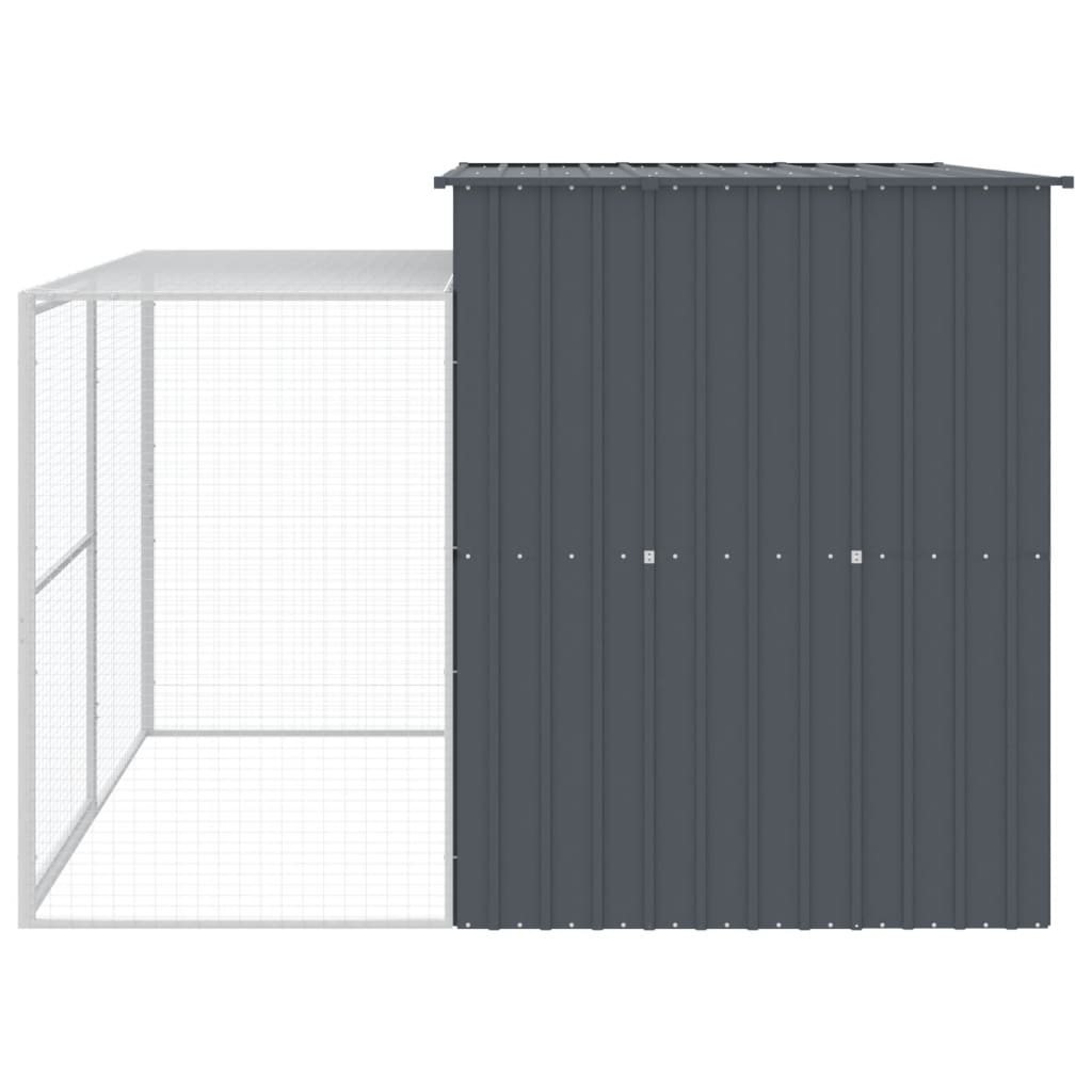 Σπιτάκι Σκύλου με Αυλή Ανθρακί 214x253x181 εκ. Γαλβαν. Χάλυβας