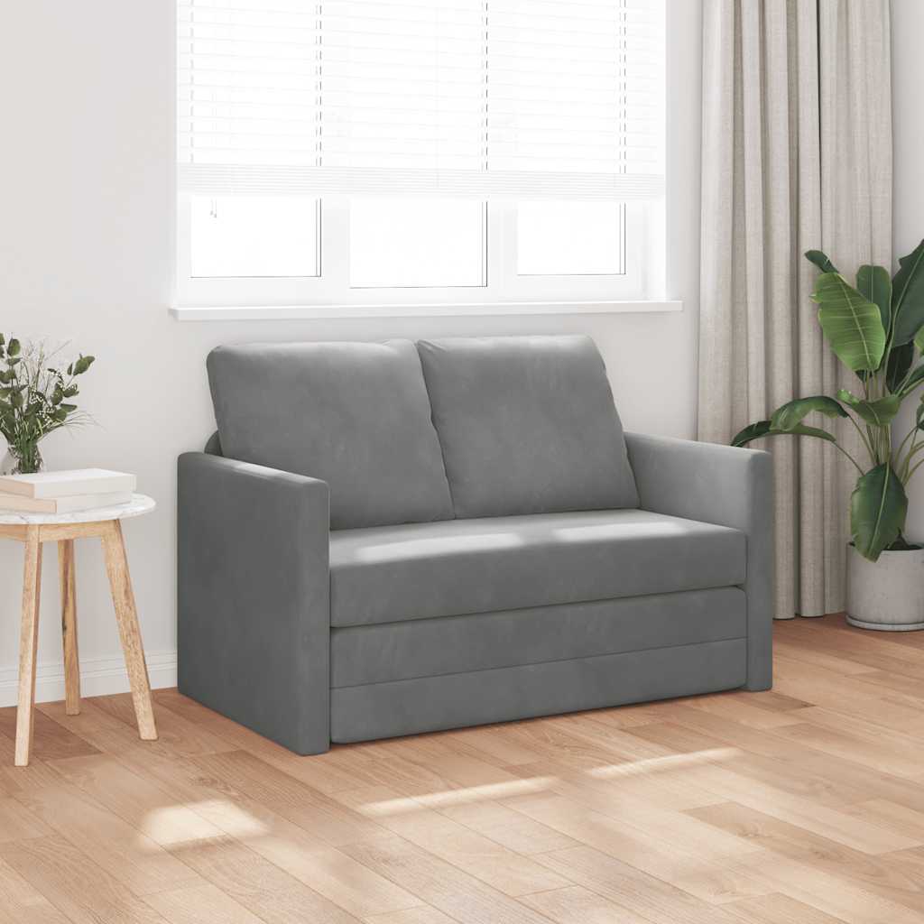 Καναπές-Κρεβάτι Δαπέδου 2 σε 1 Σκ. Γκρι 122x204x55 εκ. Βελούδο