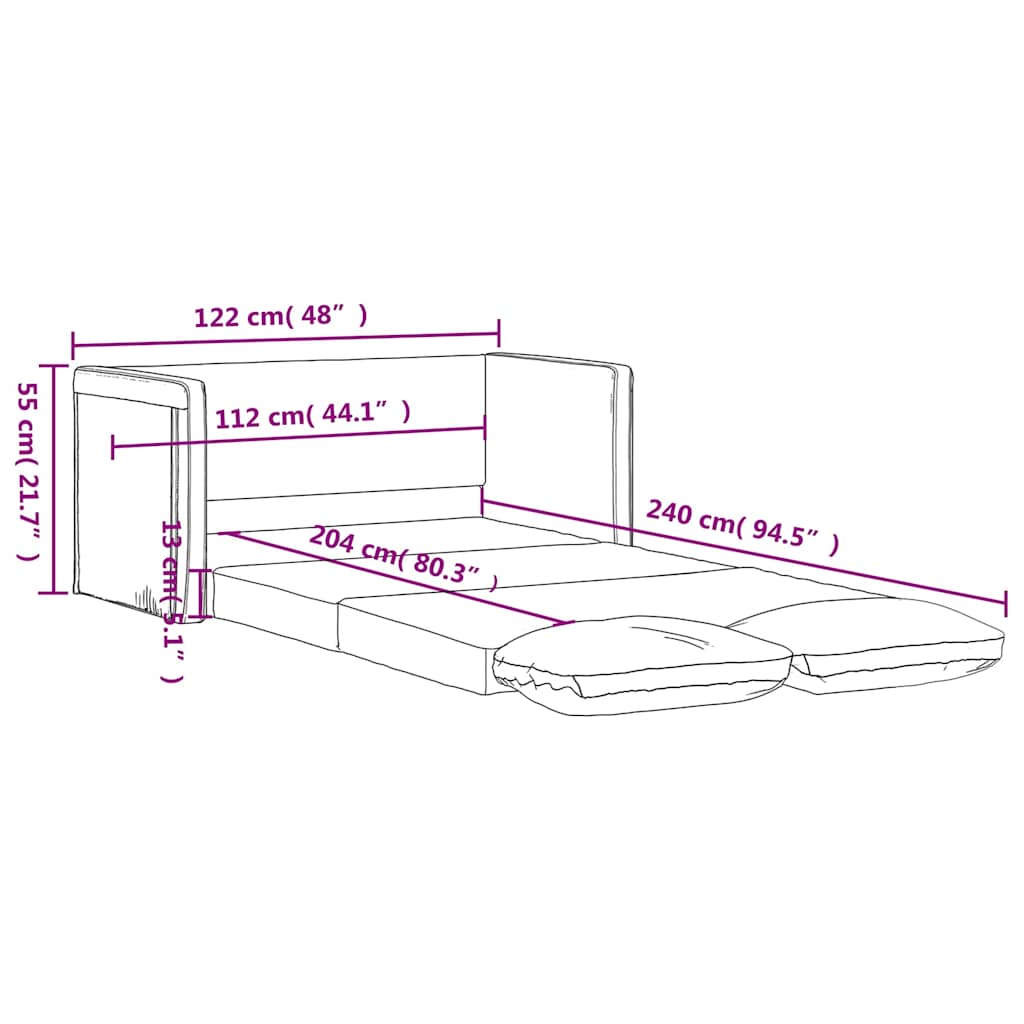 Καναπές-Κρεβάτι Δαπέδου 2 σε 1 Μπορντό 122x204x55εκ. Βελούδινος