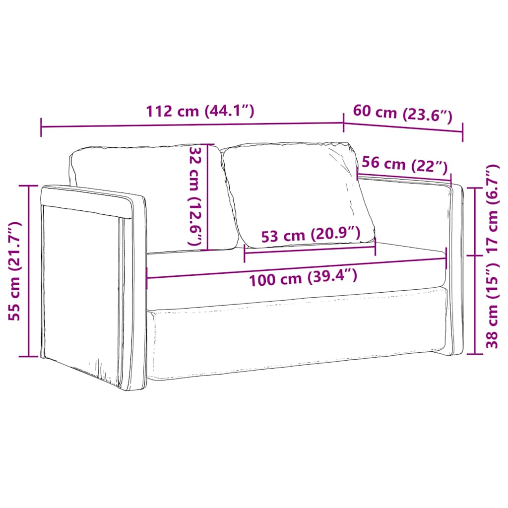 Καναπές-Κρεβάτι Δαπέδου 2 σε 1 Σκ. Γκρι 112x174x55 εκ. Ύφασμα