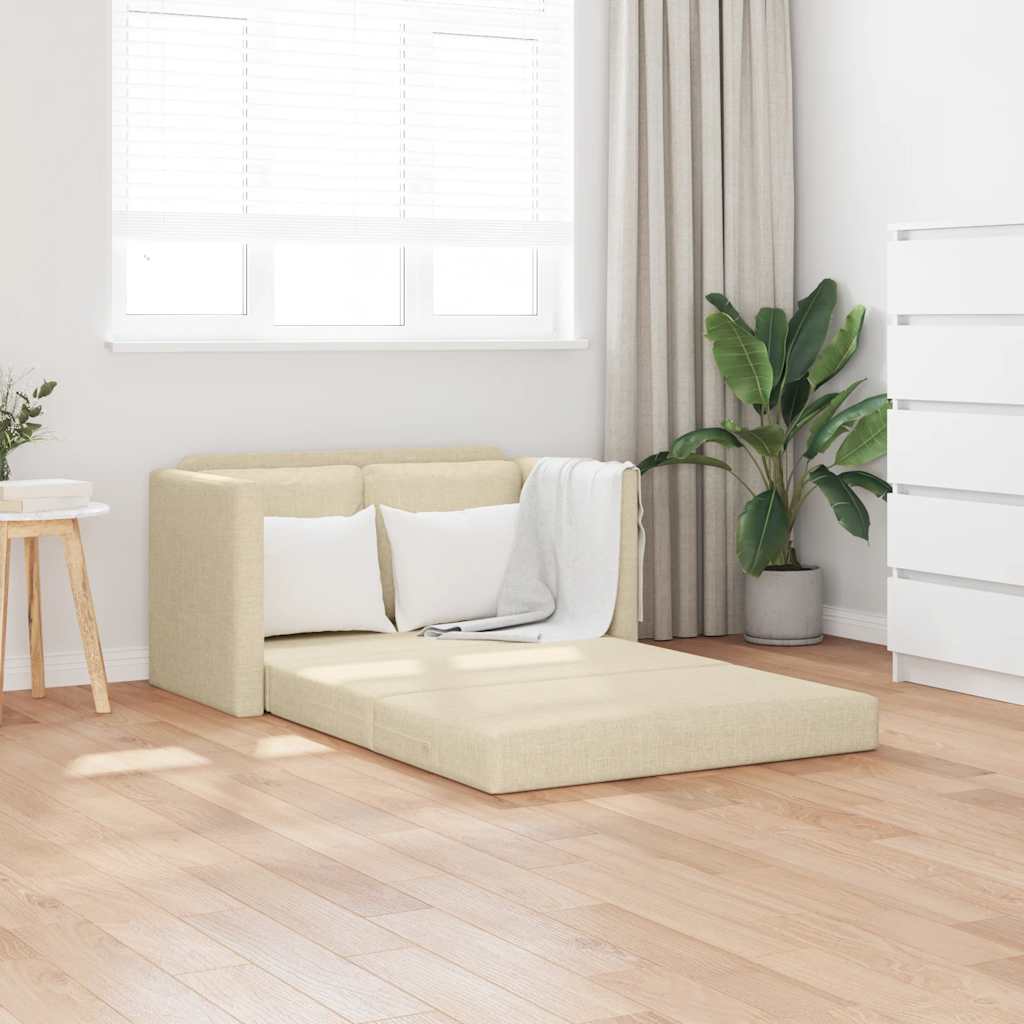 Καναπές-Κρεβάτι Δαπέδου 2 σε 1 Κρεμ 112x174x55 εκ. Ύφασμα