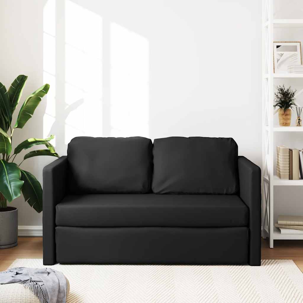 Καναπές-Κρεβάτι Δαπέδου 2 σε 1 Μαύρο 112x174x55 εκ. Συνθ. Δέρμα