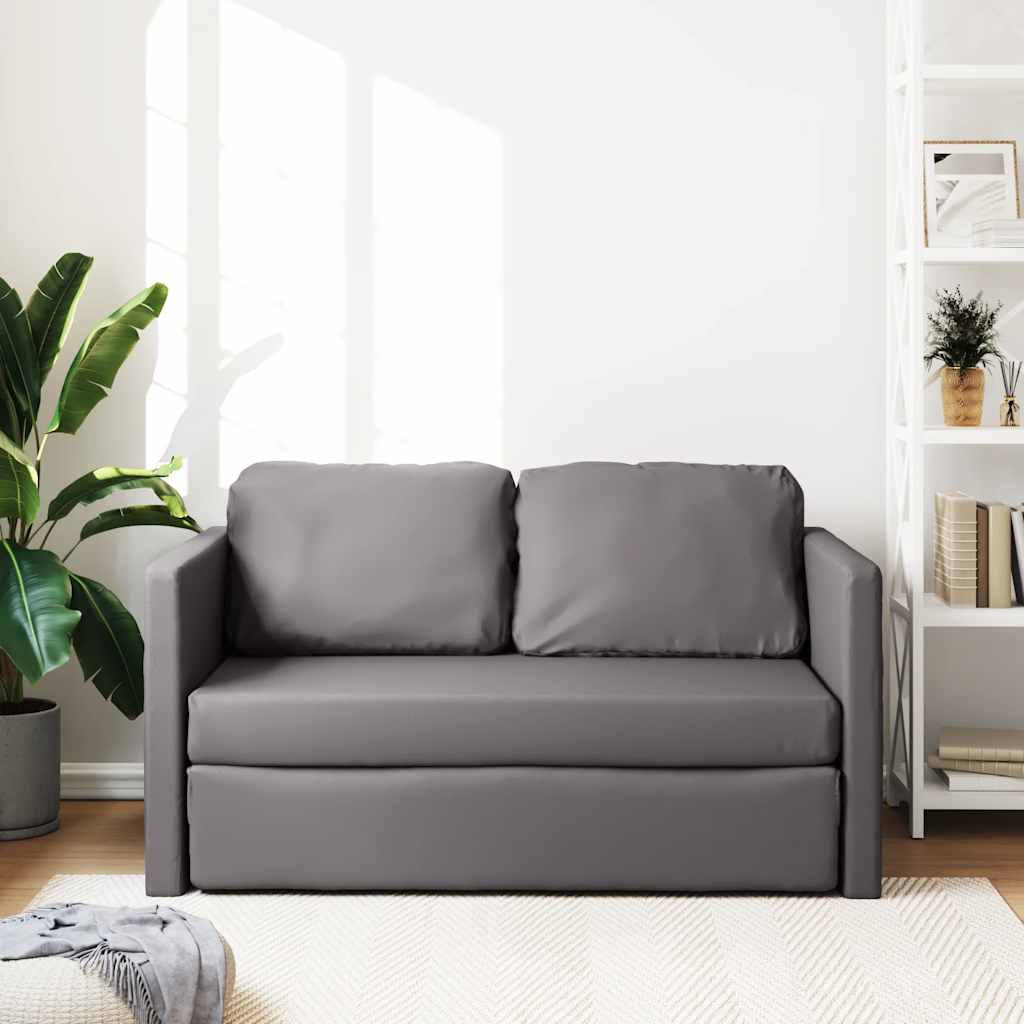 Καναπές-Κρεβάτι Δαπέδου 2 σε 1 Γκρι 112x174x55 εκ. Συνθ. Δέρμα