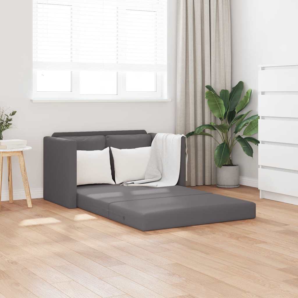 Καναπές-Κρεβάτι Δαπέδου 2 σε 1 Γκρι 112x174x55 εκ. Συνθ. Δέρμα