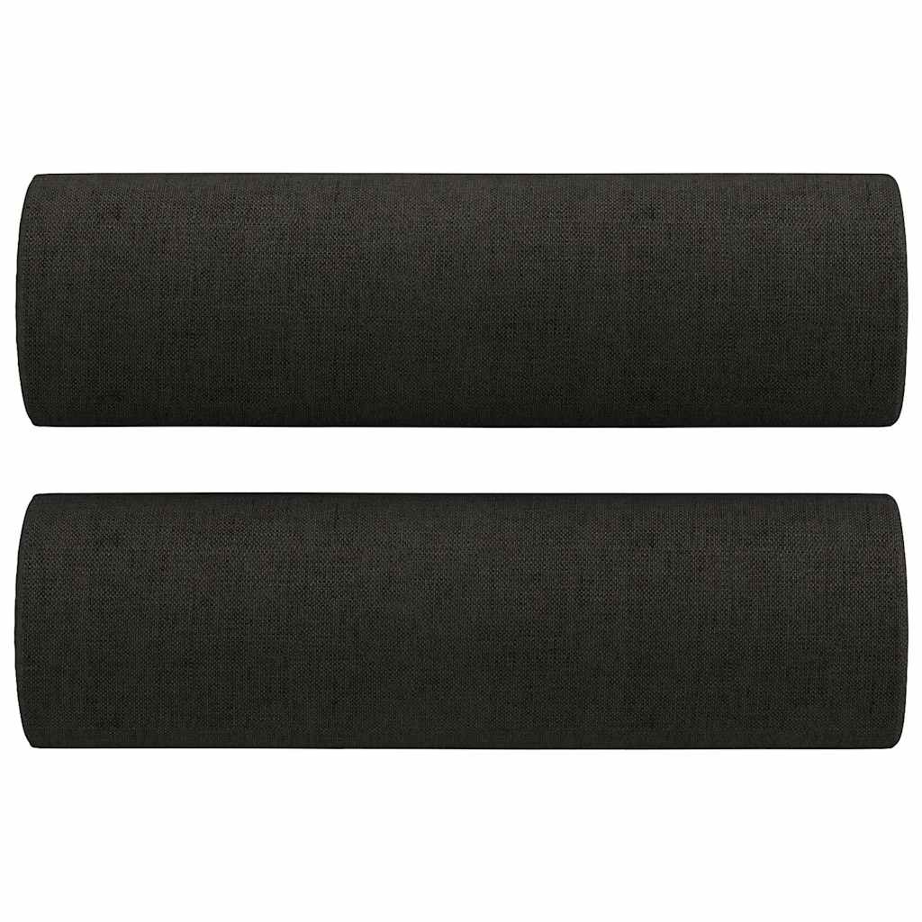 Καναπές Τριθέσιος Μαύρο 180 εκ. Υφασμάτινος με Μαξιλάρια