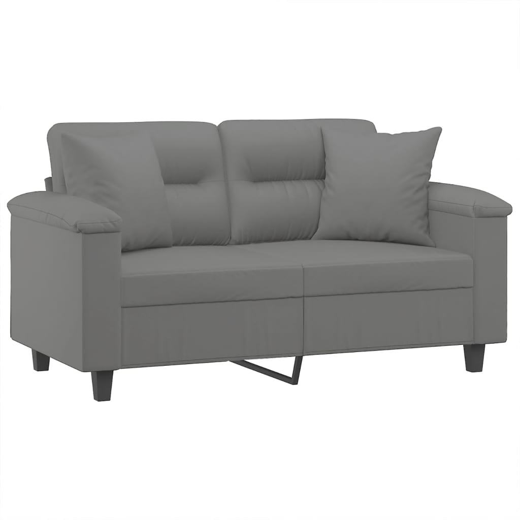 Καναπές Διθέσιος Σκ. Γκρι 120 εκ. Ύφασμα Μικροϊνών με Μαξιλάρια