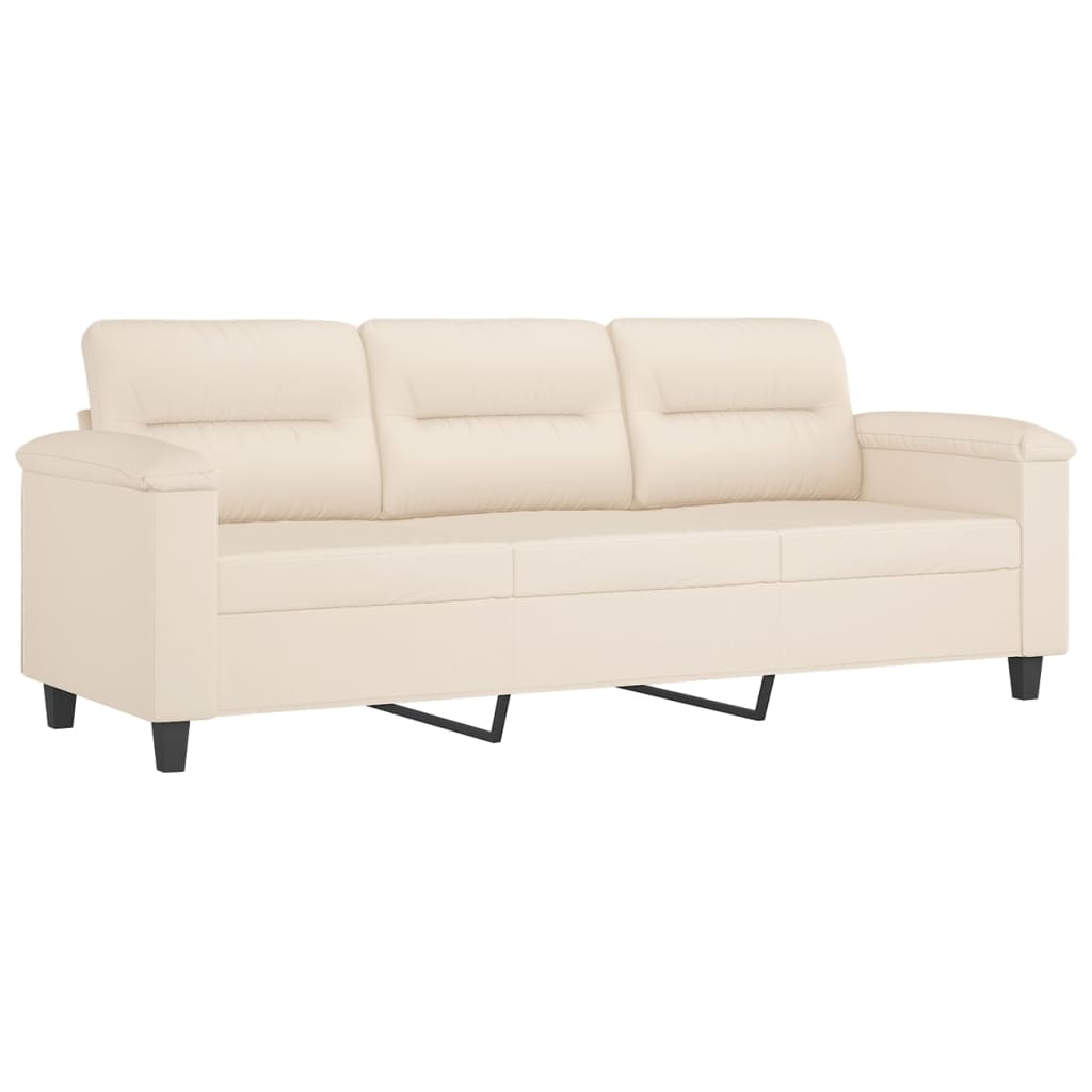Καναπές Τριθέσιος Beige 180 εκ. από Μικροΐνες με Μαξιλάρια