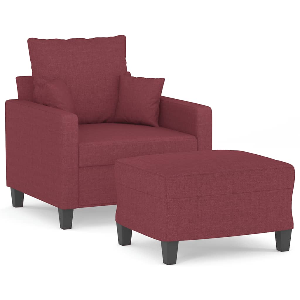 Πολυθρόνα Σαλονιού Μπορντό 60 εκ. Υφασμάτινη με Υποπόδιο
