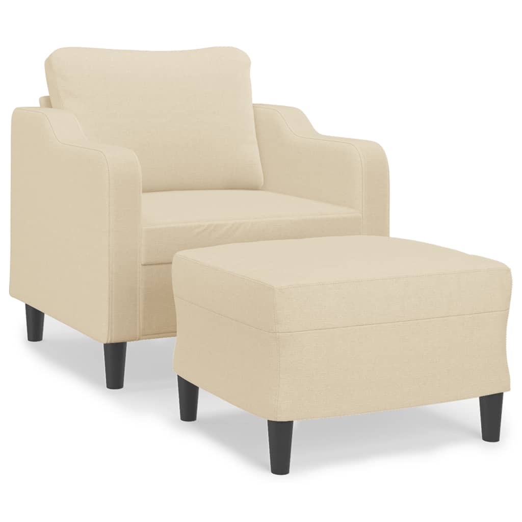 Πολυθρόνα Κρεμ 60 εκ. Υφασμάτινη με Υποπόδιο