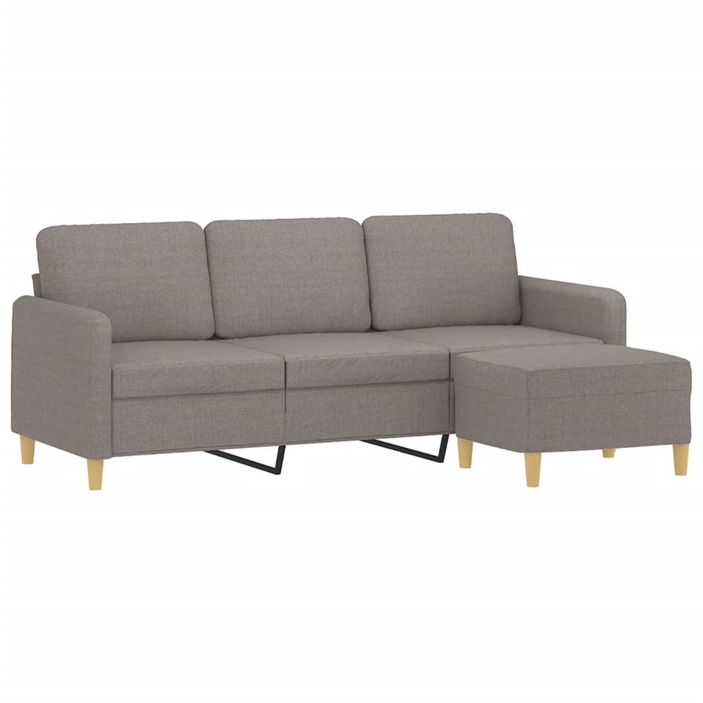 Καναπές Τριθέσιος Taupe 180 εκ. Υφασμάτινος με Υποπόδιο