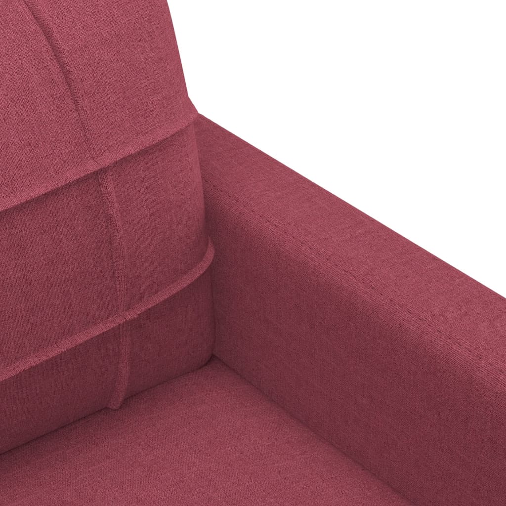Πολυθρόνες Σετ 3 Τεμαχίων Μπορντό από Ύφασμα με Μαξιλάρια