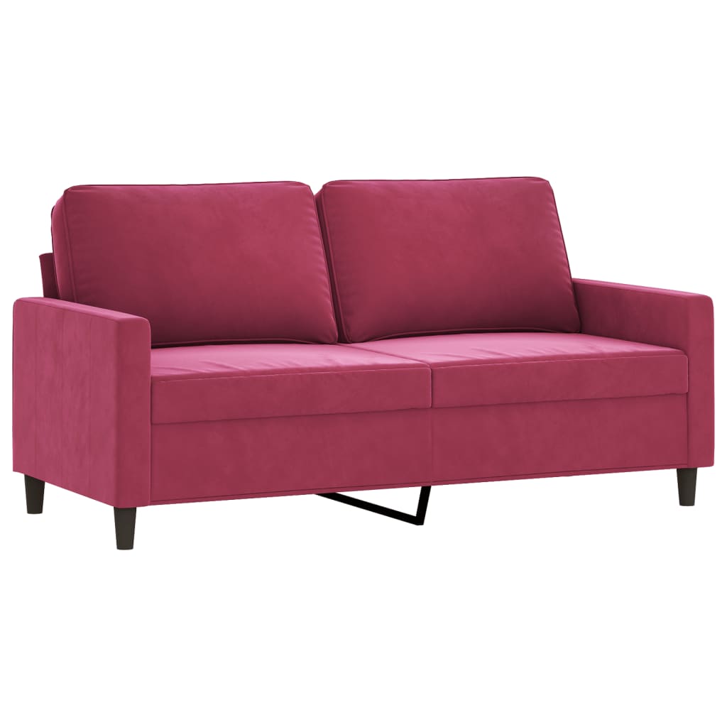 Σετ Σαλονιού 3 Τεμαχίων Μπορντό από Βελούδο με Μαξιλάρια