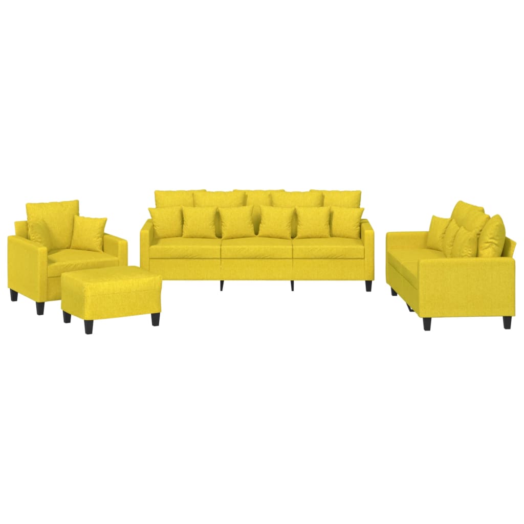 Σετ Σαλονιού 4 Τεμαχίων Αν. Κίτρινο Υφασμάτινο με Μαξιλάρια