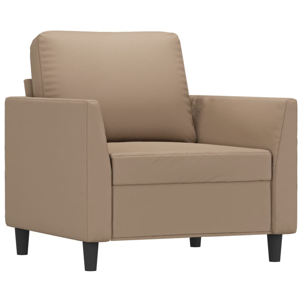 Πολυθρόνες Σετ 3 Τεμ. Καπουτσίνο Συνθετικό Δέρμα Μαξιλάρια