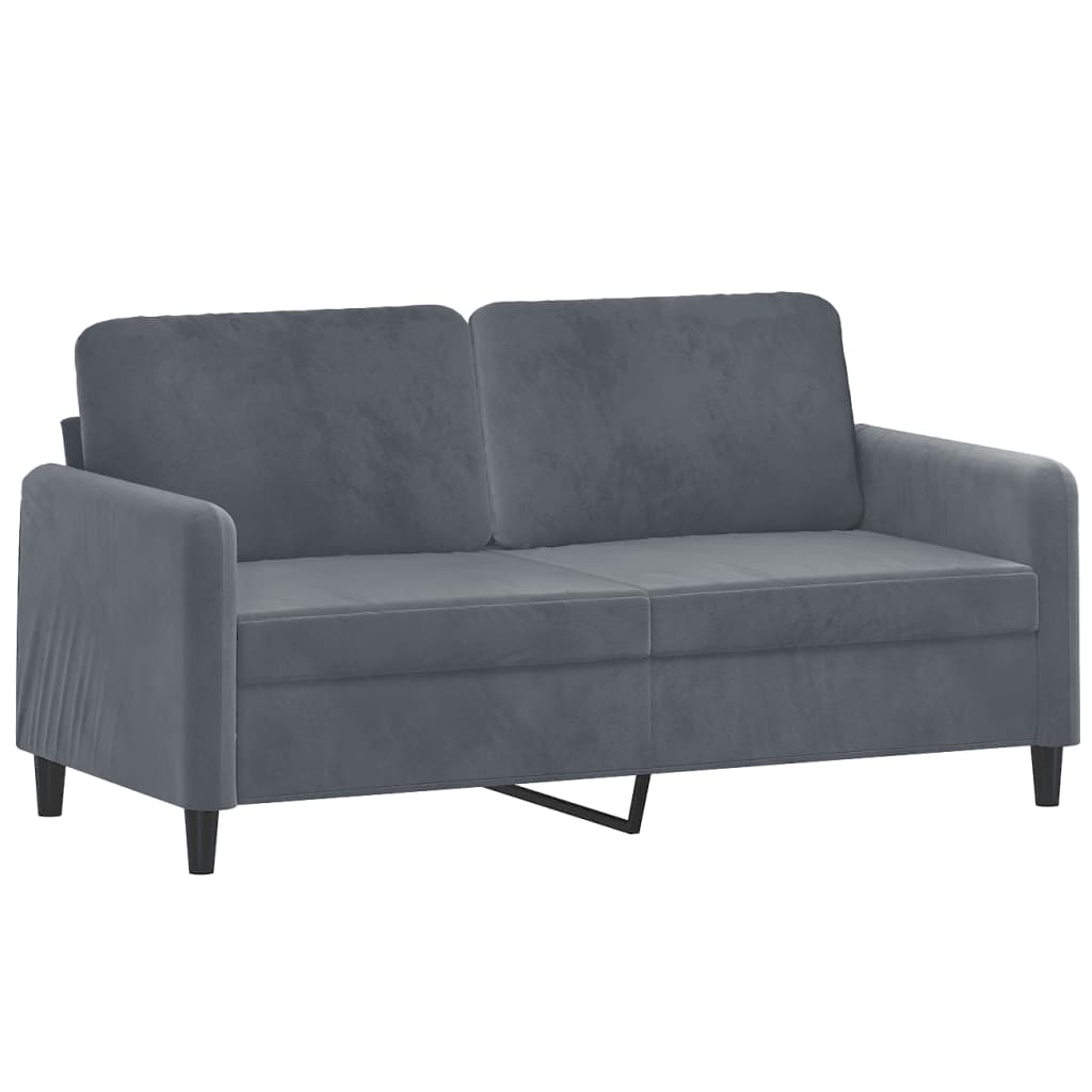 Σετ Σαλονιού 2 Τεμαχίων Σκούρο Γκρι Βελούδινο με Μαξιλάρια