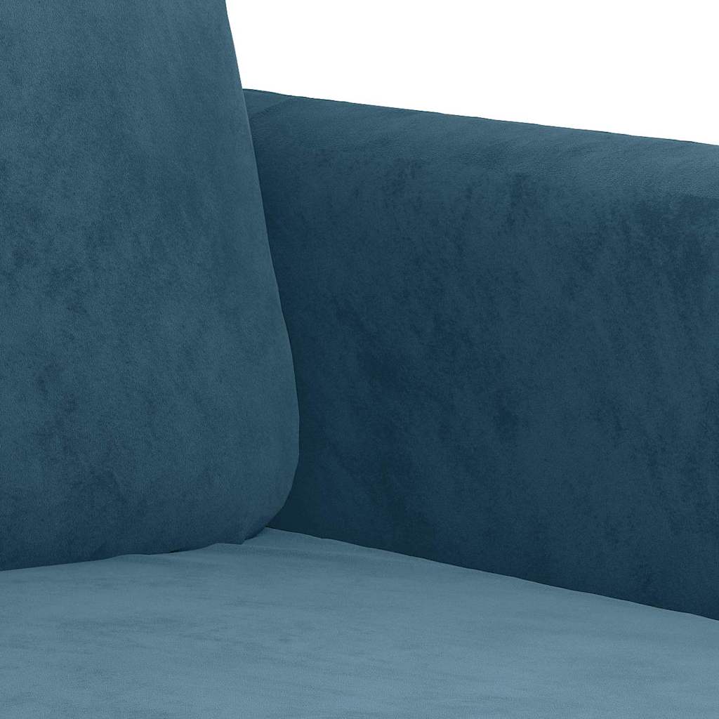 Σετ Σαλονιού 3 Τεμαχίων Μπλε Βελούδινο με Μαξιλάρια