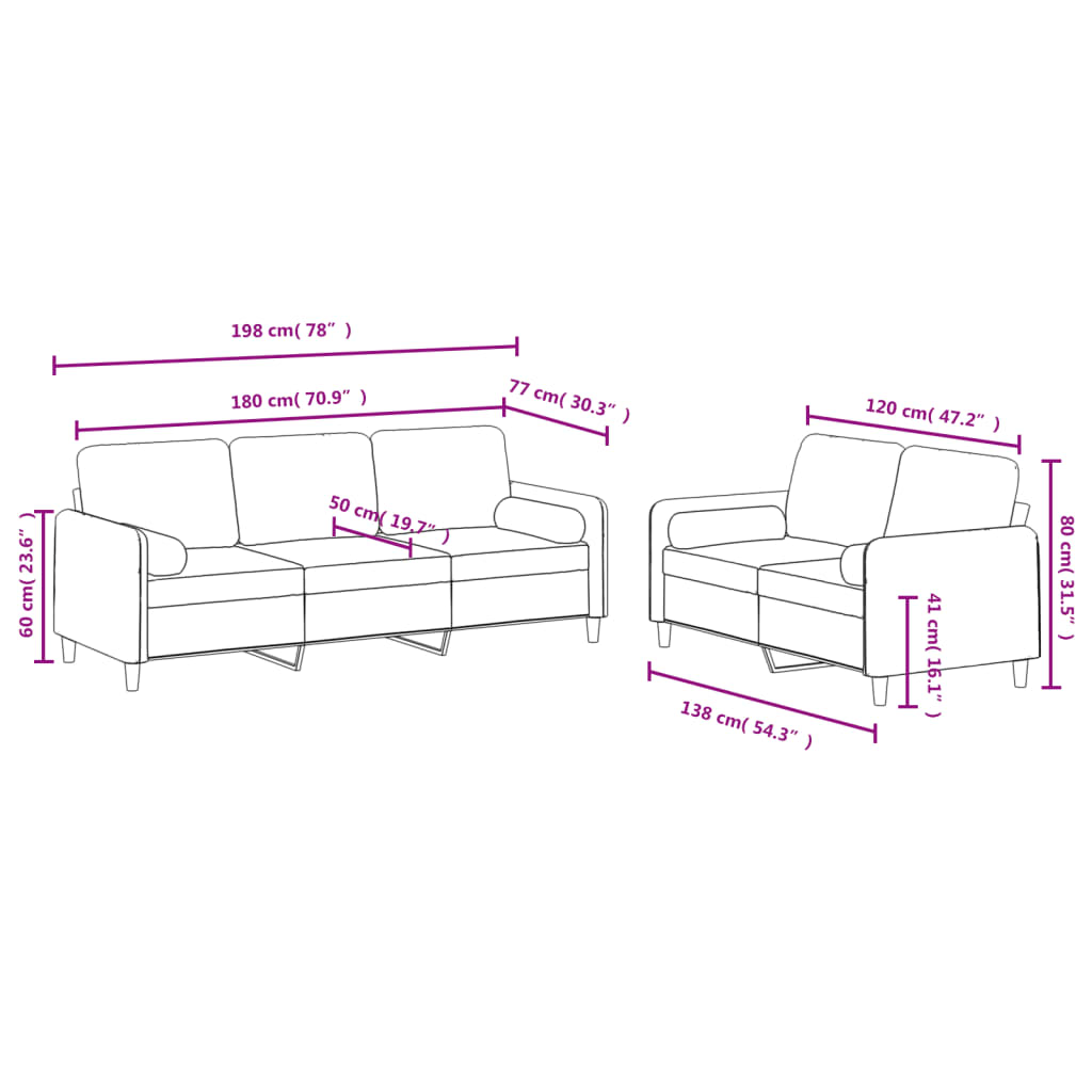 Σετ Σαλονιού 2 Τεμαχίων Αν. Γκρι Βελούδινο με Μαξιλάρια