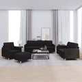 Πολυθρόνες Σετ 4 Τεμαχίων Μαύρες από Ύφασμα με Μαξιλάρια