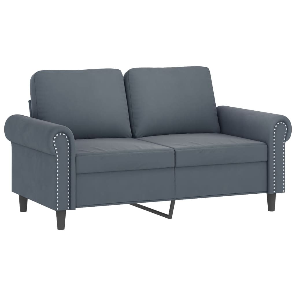 Σετ Σαλονιού 3 Τεμαχίων Σκούρο Γκρι Βελούδινο με Μαξιλάρια