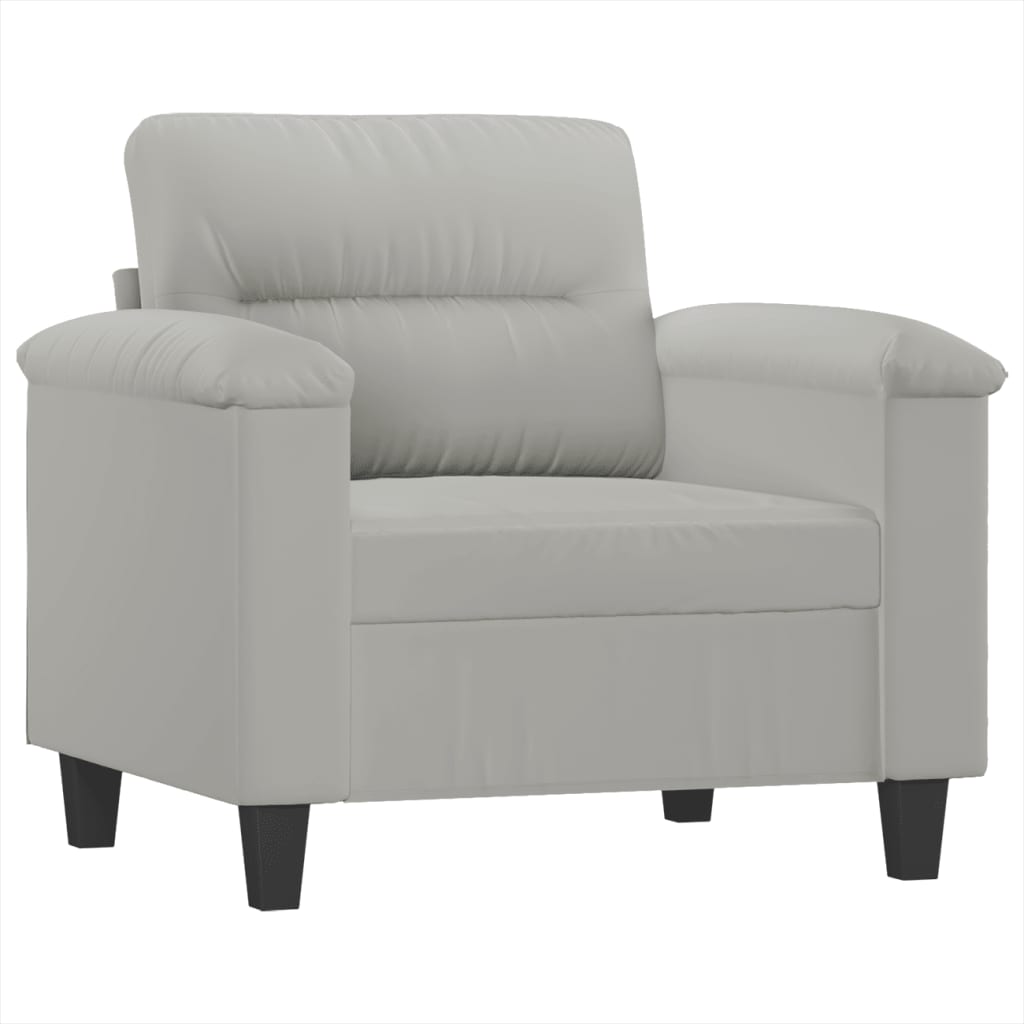 Σετ Σαλονιού 3 Τεμαχίων Αν. Γκρι Ύφασμα Μικροϊνών με Μαξιλάρια