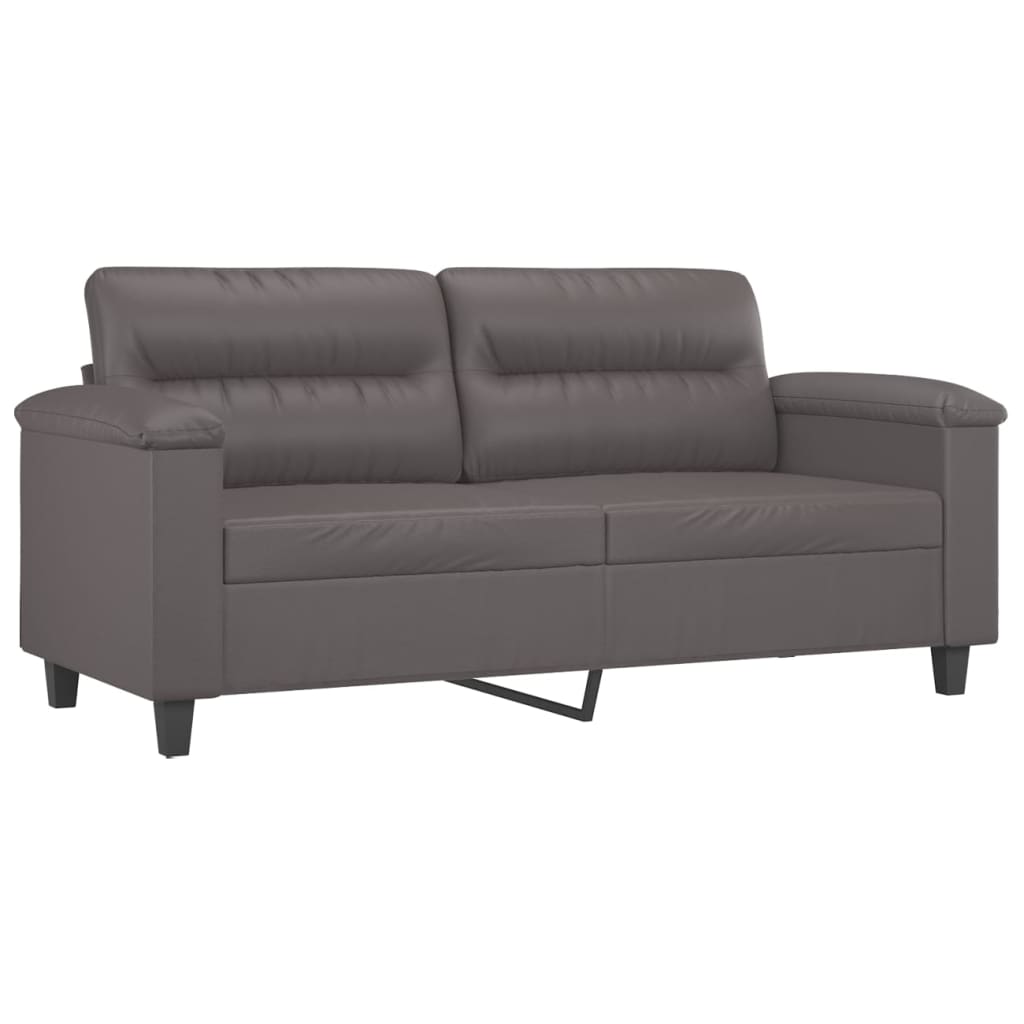 Πολυθρόνες Σετ 2 Τεμαχίων Γκρι Συνθετικό Δέρμα με Μαξιλάρια
