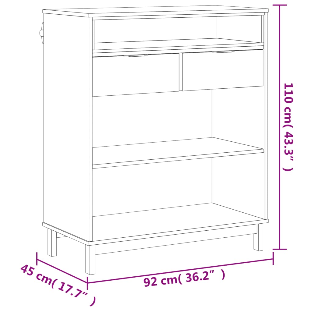 Τραπέζι Μπαρ FLAM 92 x 45 x 110 εκ. από Μασίφ Ξύλο Πεύκου
