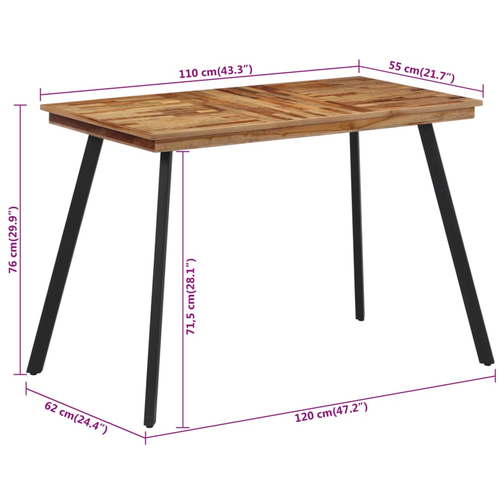Τραπεζαρία 120 x 62 x 76 εκ. από Μασίφ Ξύλο Teak