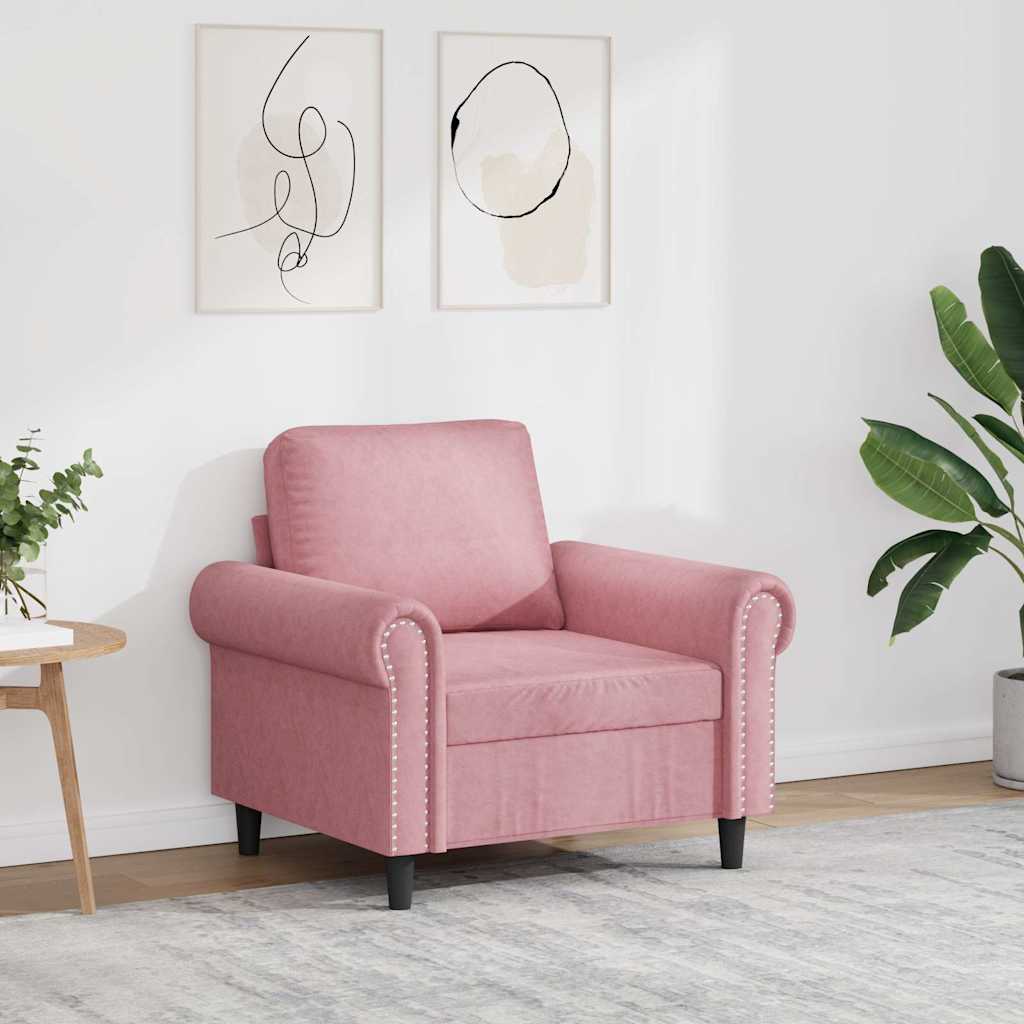 Πολυθρόνα Ροζ 60 εκ. Βελούδινη