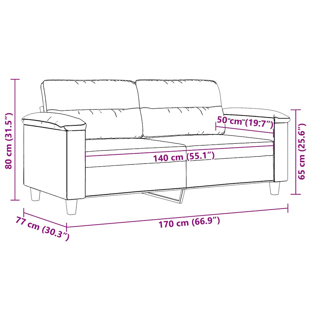 Καναπές Διθέσιος Κρεμ 140 εκ. Ύφασμα μικροϊνών