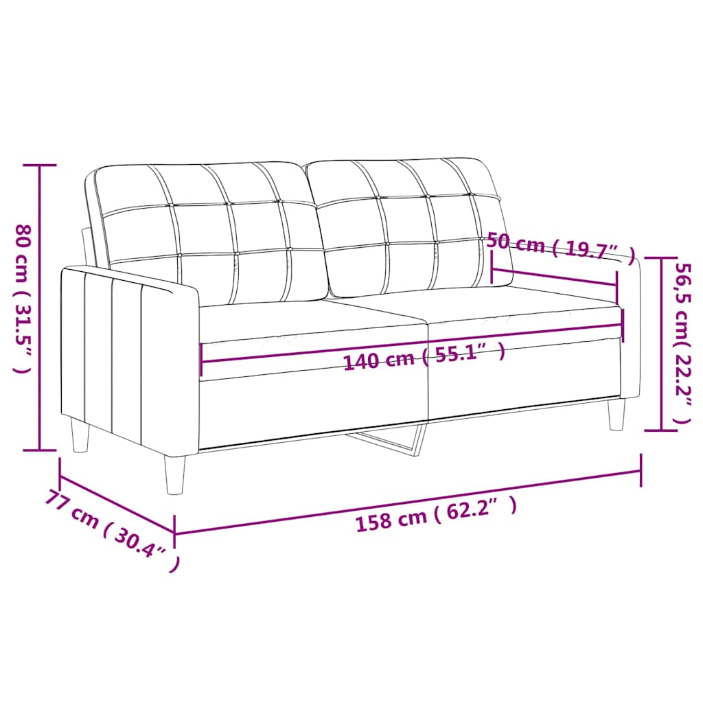 Καναπές Διθέσιος Μαύρο140 εκ. Υφασμάτινος