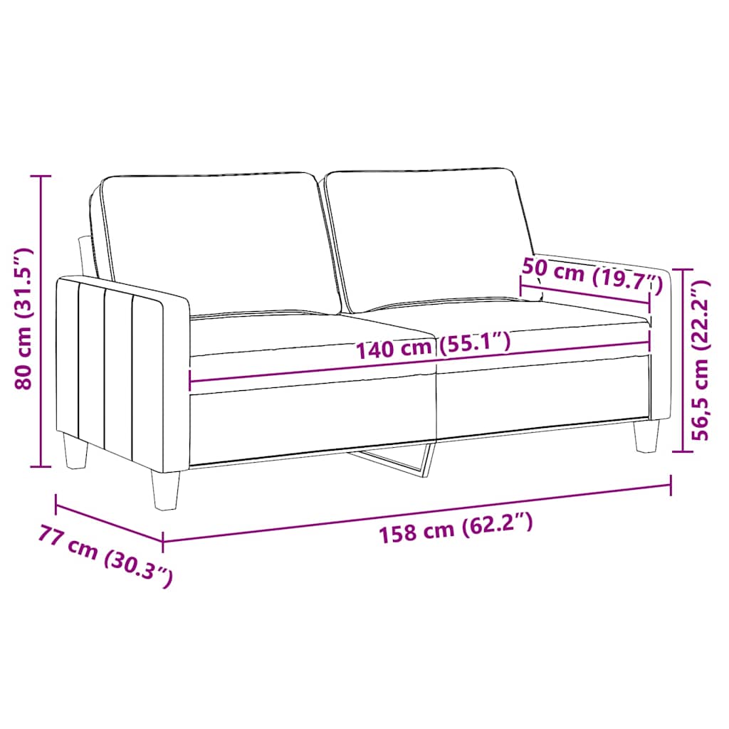 Καναπές Διθέσιος Μαύρο140 εκ. Υφασμάτινος