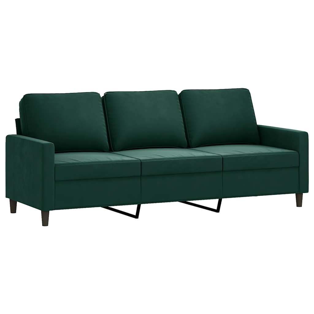 Καναπές Τριθέσιος Σκούρο πράσινο 180 εκ. Βελούδινος
