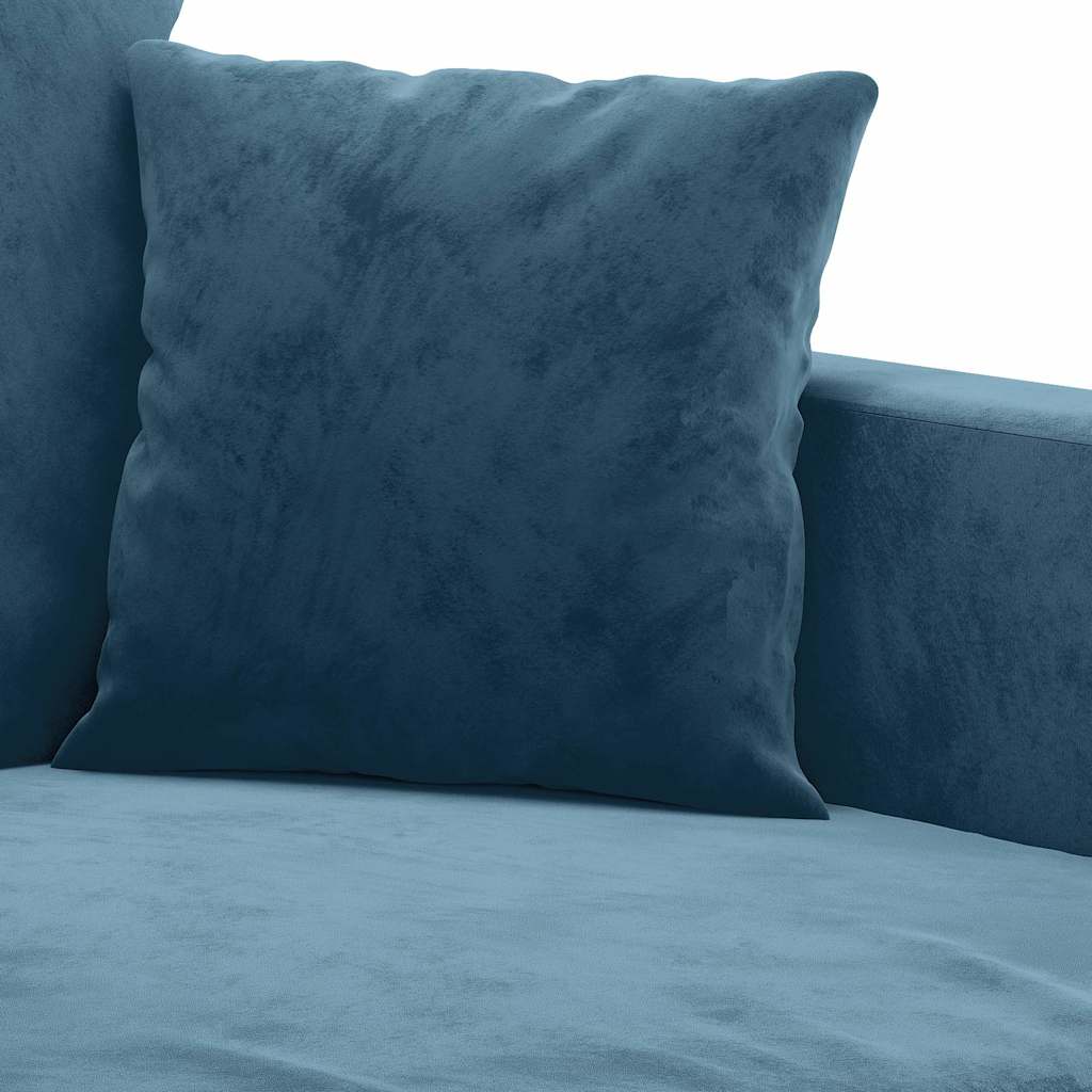 Καναπές Τριθέσιος Μπλε 180 εκ. Βελούδινος