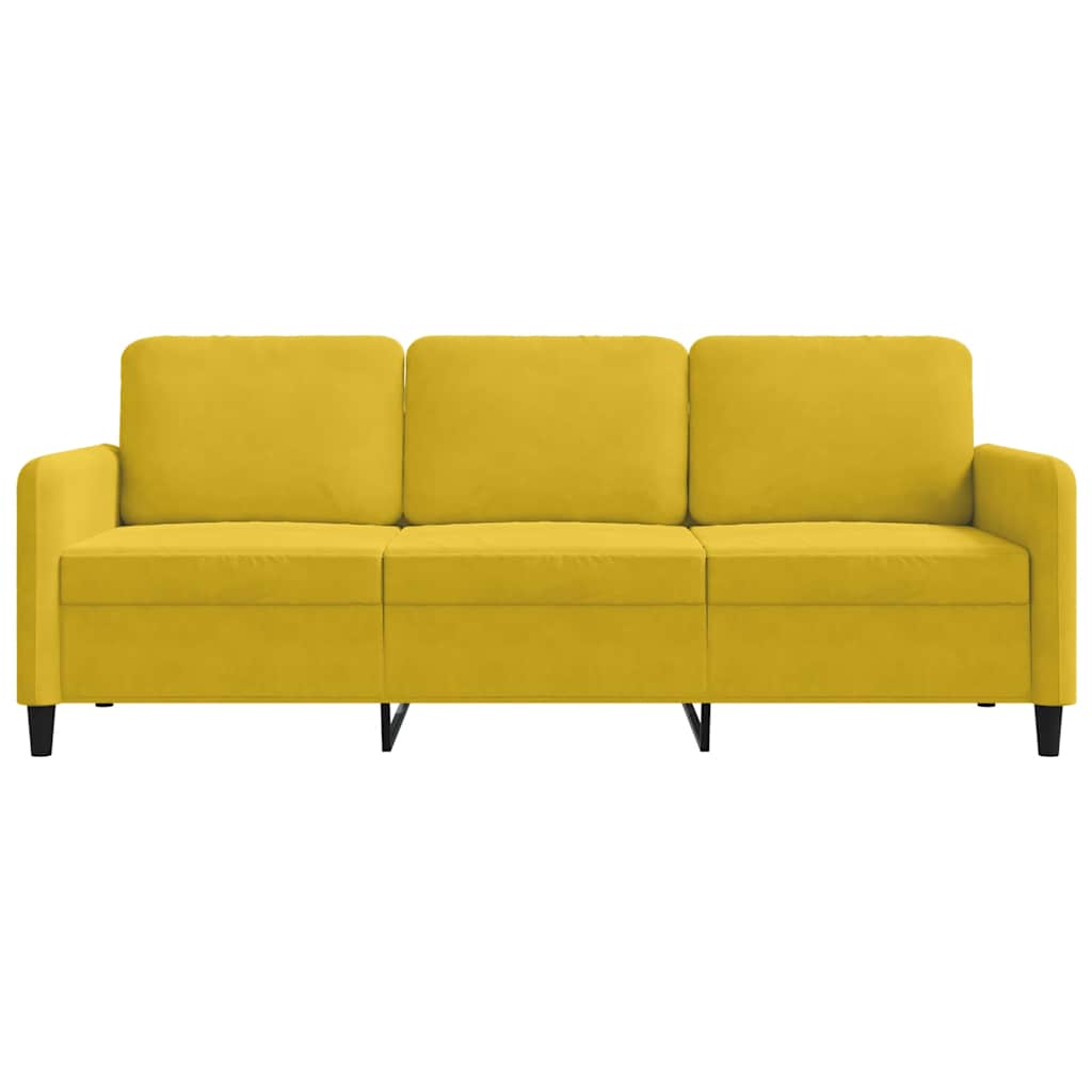Καναπές Τριθέσιος Κίτρινο 180 εκ. Βελούδινος