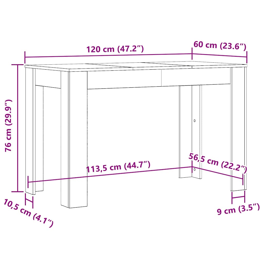 Τραπέζι Τραπεζαρίας Καπνιστή Δρυς 120x60x76 εκ. Επεξ. Ξύλο