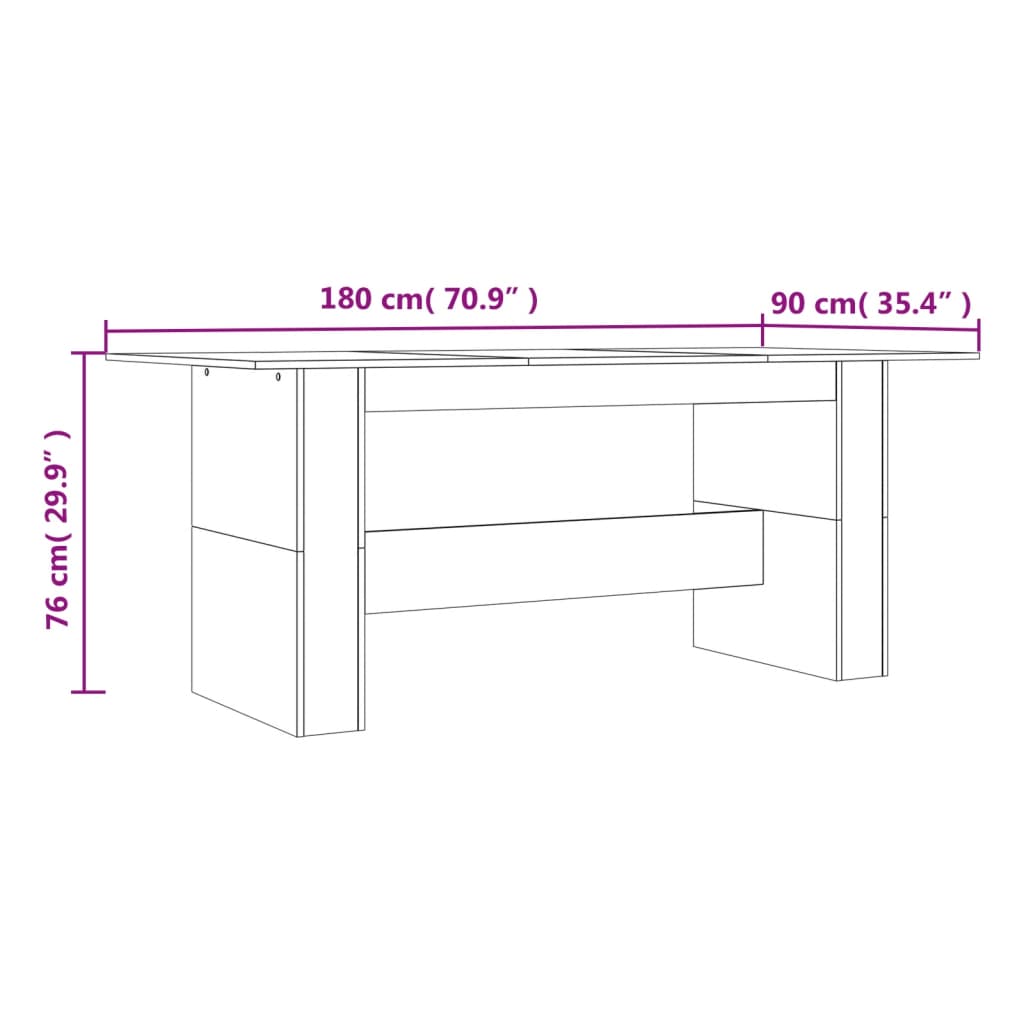 Τραπεζαρία Γκρι Sonoma 180 x 90 x 76 εκ. από Επεξεργασμένο Ξύλο