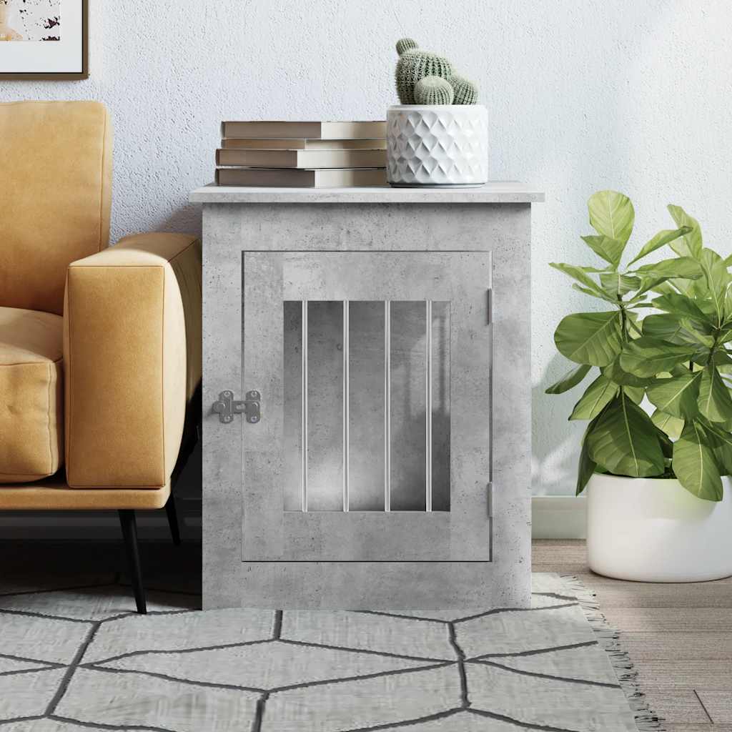 Κλουβί Σκύλου Γκρι Σκυροδεμ. 55x75x65 εκ. από Επεξεργ. Ξύλο