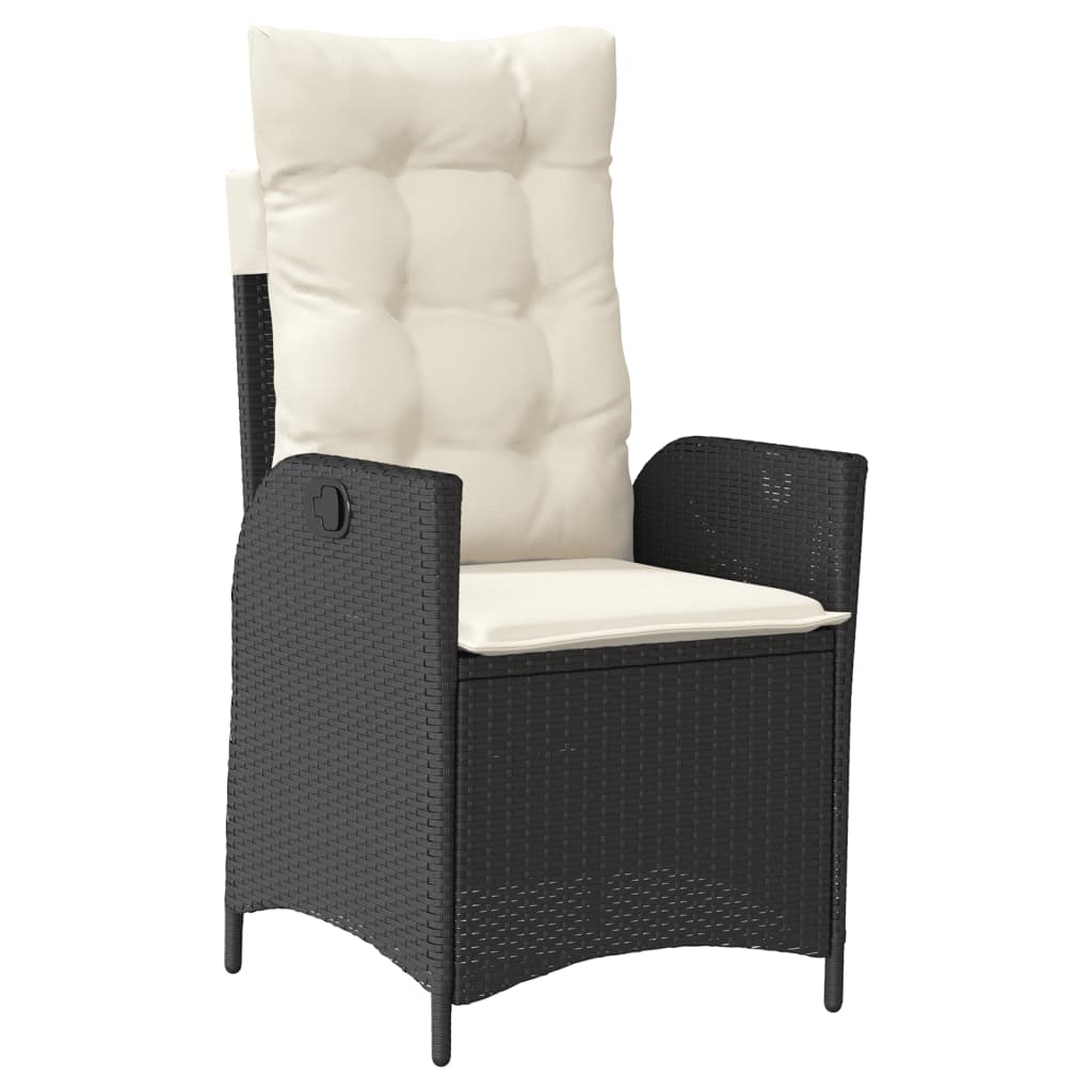 Πολυθρόνες Κήπου Ανακλ/νες 2 τεμ. Μαύρες Συνθ. Ρατάν+Μαξιλάρια