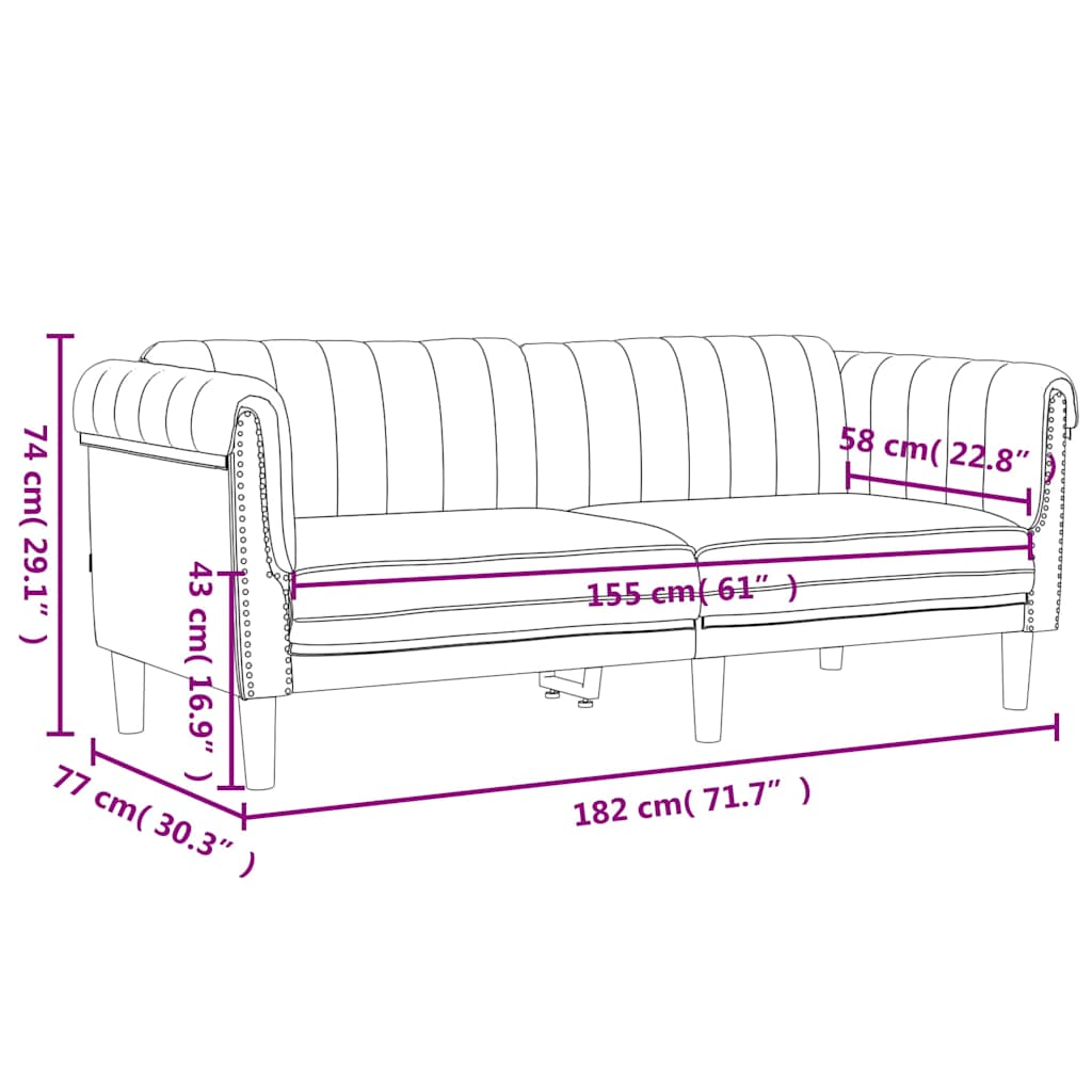 Σετ Καναπέ 3 Τεμαχίων Κρεμ Βελούδο