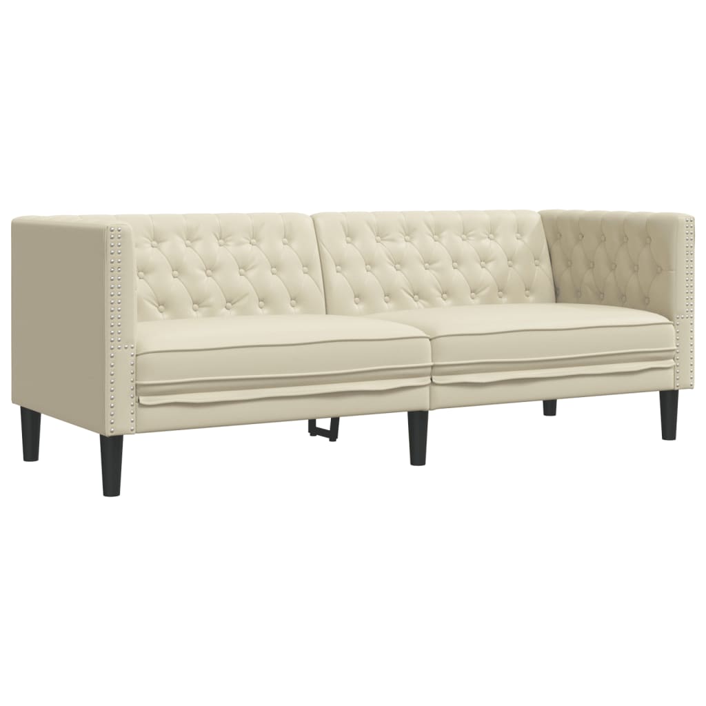 Καναπές Chesterfield 3 τεμαχίων σετ Cream Faux Leather