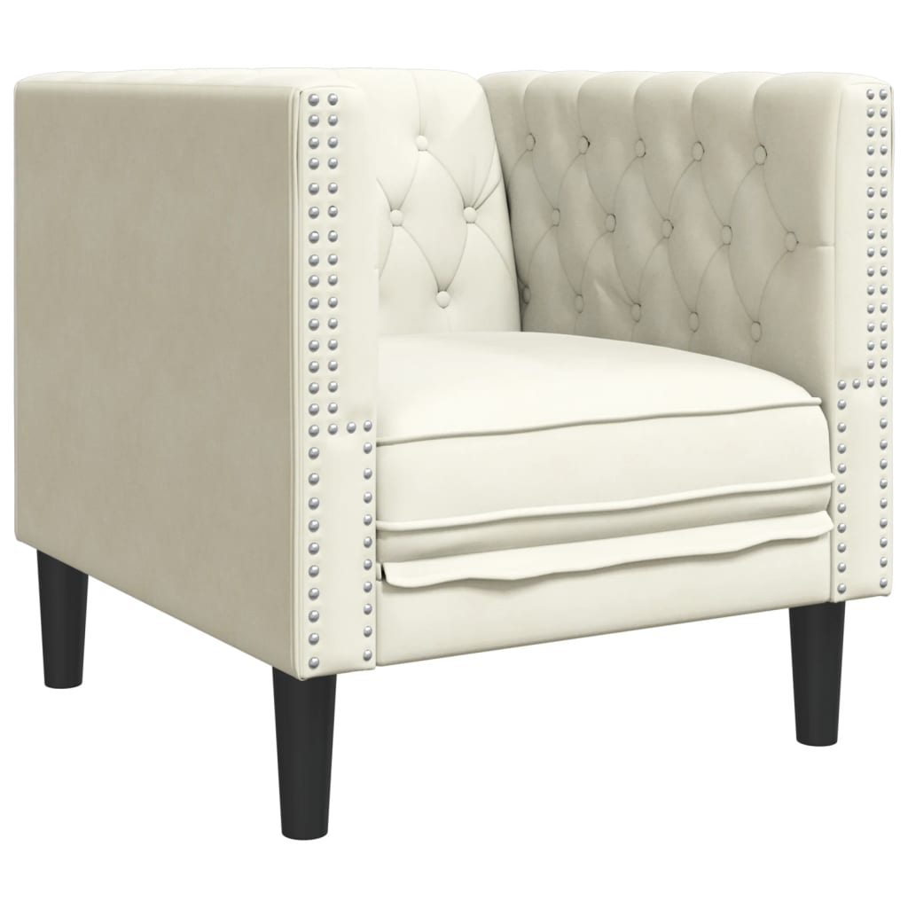 Καναπές Chesterfield 3 τεμαχίων σετ Cream Faux Leather