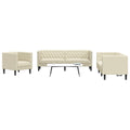Καναπές Chesterfield 3 τεμαχίων σετ Cream Faux Leather