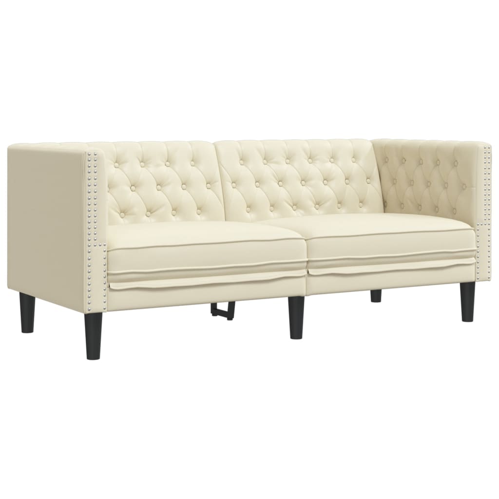Καναπές Chesterfield 2 τεμαχίων σετ Cream Faux Leather
