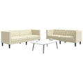 Καναπές Chesterfield 2 τεμαχίων σετ Cream Faux Leather