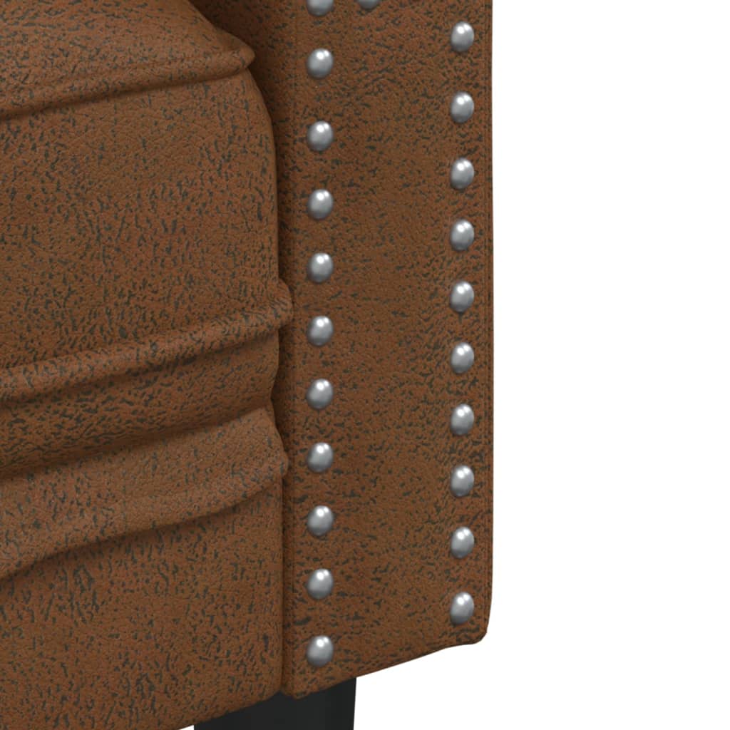 Καναπές Chesterfield 2 τεμαχίων σετ καφέ δέρμα Faux Suede