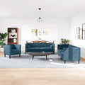 Σετ Καναπέδων Chesterfield 3 Τεμαχίων με Στηρίγματα από Μπλε Βελούδο